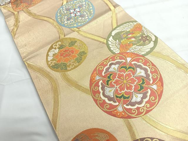 平和屋着物◎六通柄袋帯　唐織　花丸文　金銀糸　正絹　逸品　CABG1405nb