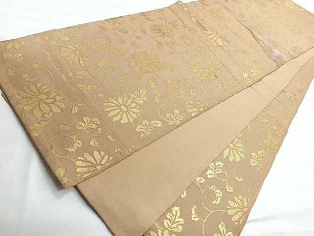 平和屋着物◎六通柄　本袋帯　花唐草文　金糸　正絹　逸品　CABG1408nb