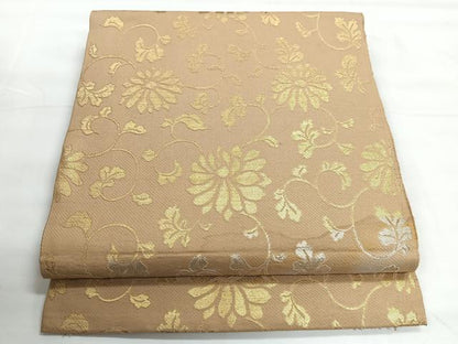 平和屋着物◎六通柄　本袋帯　花唐草文　金糸　正絹　逸品　CABG1408nb