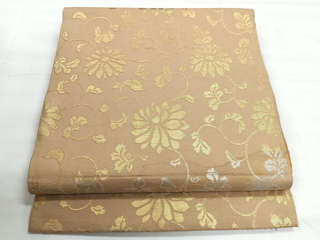 平和屋着物◎六通柄　本袋帯　花唐草文　金糸　正絹　逸品　CABG1408nb