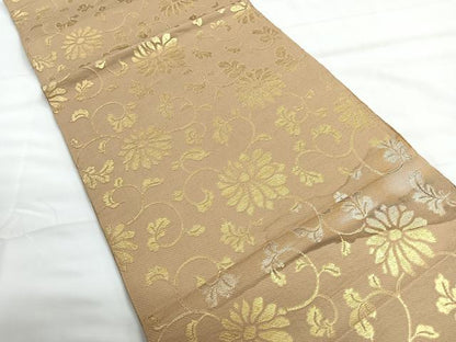 平和屋着物◎六通柄　本袋帯　花唐草文　金糸　正絹　逸品　CABG1408nb