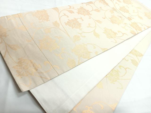 平和屋着物◎九寸開き名古屋帯　花唐草文　金糸　正絹　逸品　CABG1409nb