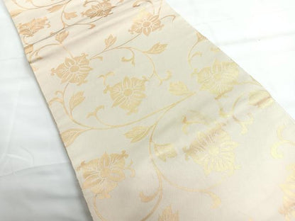 平和屋着物◎九寸開き名古屋帯　花唐草文　金糸　正絹　逸品　CABG1409nb