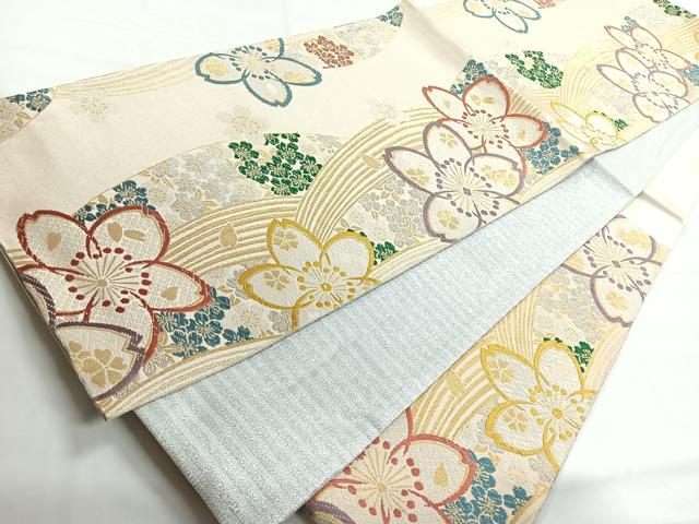 平和屋着物◎六通柄袋帯 舞桜 金銀糸 正絹 逸品 CABG1410nb