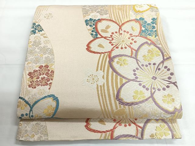平和屋着物◎六通柄袋帯 舞桜 金銀糸 正絹 逸品 CABG1410nb