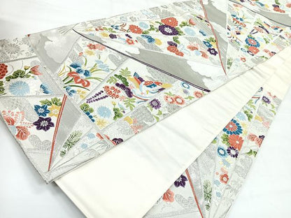 平和屋着物◎西陣　六通柄袋帯　唐織　能衣小袖　プラチナ箔　正絹　逸品　CABG1423nb