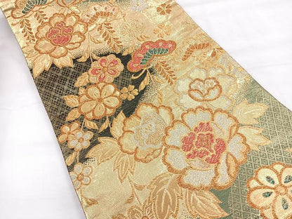 平和屋着物◎佐賀錦　六通柄袋帯　花尽くし　金銀糸　正絹　逸品　CABG1424nb