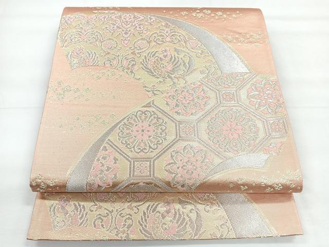 平和屋着物◎六通柄袋帯　地紙花文　金銀糸　三越扱い　正絹　逸品　CABG1425nb