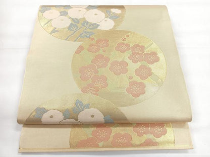 平和屋着物◎全通柄　本袋帯　花丸文　金糸　正絹　逸品　CABG1431nb