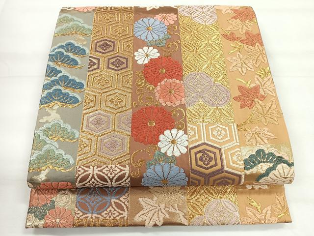 平和屋着物◎六通柄袋帯　唐織　錦繍短冊文　金糸　正絹　逸品　CABG1432nb