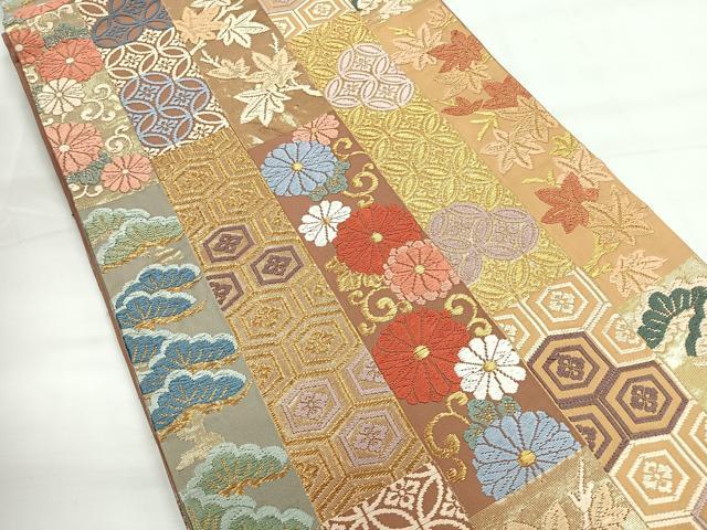 平和屋着物◎六通柄袋帯　唐織　錦繍短冊文　金糸　正絹　逸品　CABG1432nb