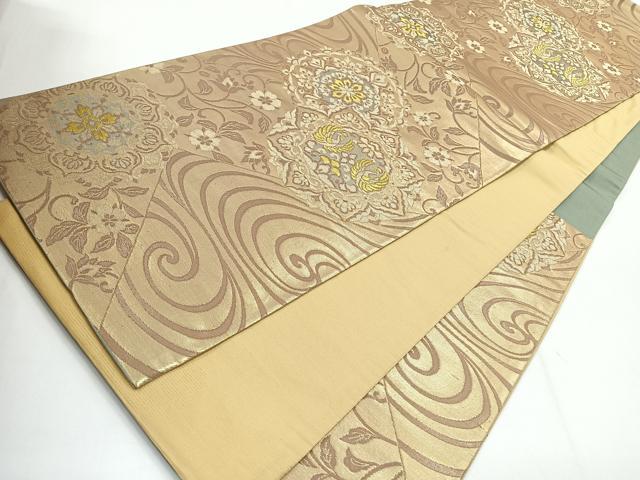 平和屋着物◎六通柄袋帯 正倉院花鳥文 金糸 正絹 逸品 CABG1436nb