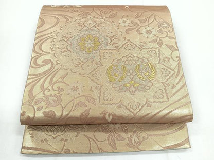 平和屋着物◎六通柄袋帯 正倉院花鳥文 金糸 正絹 逸品 CABG1436nb
