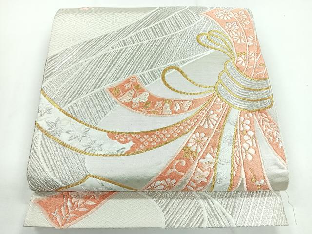 平和屋着物◎六通柄袋帯 唐織 束ね熨斗花文 金銀糸 三越扱い 正絹 逸品 CABG1438nb