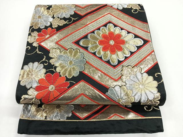 平和屋着物◎六通柄袋帯 唐織 菊菱文 金銀糸 正絹 逸品 CABG1439nb