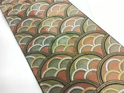 平和屋着物◎六通柄 本袋帯 青海波 黒地 金銀糸 正絹 逸品 CABG1443nb