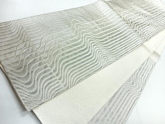 平和屋着物◎六通柄袋帯 変わり芝 銀糸 正絹 逸品 CABG1447nb