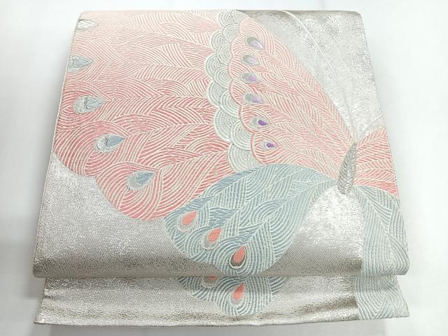 平和屋着物◎両面 六通柄 源氏物語 銀糸 袋帯 正絹 逸品 CABG1449nb