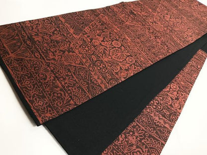 平和屋着物◎六通柄袋帯 花鳥文 黒地 正絹 逸品 CABG1453nb