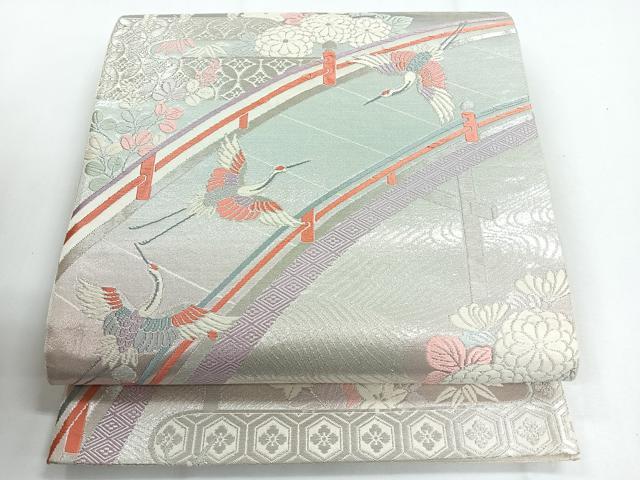 平和屋着物◎六通柄袋帯 唐織 彩花祝賀 銀糸 正絹 逸品 CABG1454nb