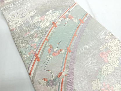 平和屋着物◎六通柄袋帯 唐織 彩花祝賀 銀糸 正絹 逸品 CABG1454nb