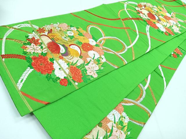平和屋着物◎六通柄袋帯　鴛鴦花文　金銀糸　正絹　逸品　CABG1463nb