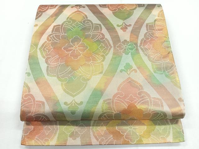 平和屋着物◎六通柄袋帯 立涌花文 金糸 正絹 逸品 CABG1466nb
