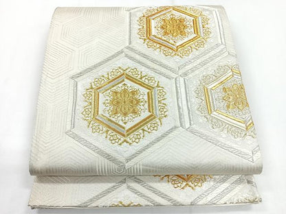 平和屋着物◎六通柄袋帯 亀甲花文 金銀糸 正絹 逸品 CABG1468nb