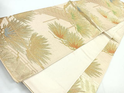 平和屋着物◎六通柄袋帯 渡り橋枝松葉文 金糸 正絹 逸品 CABG1473nb