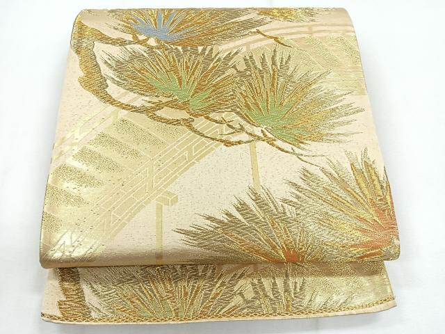 平和屋着物◎六通柄袋帯 渡り橋枝松葉文 金糸 正絹 逸品 CABG1473nb