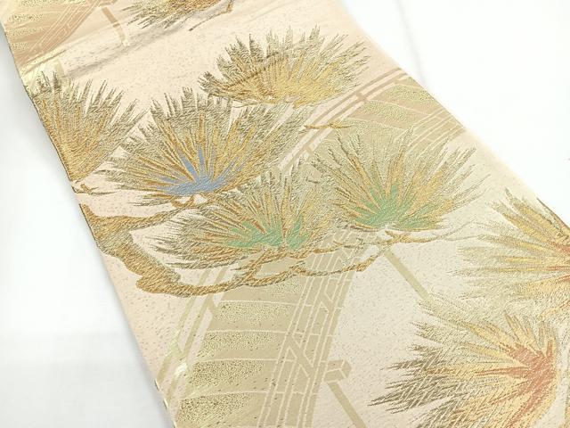 平和屋着物◎六通柄袋帯 渡り橋枝松葉文 金糸 正絹 逸品 CABG1473nb