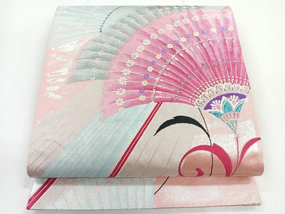 平和屋着物◎六通柄袋帯 唐織 舞花文 銀糸 正絹 逸品 CABG1474nb