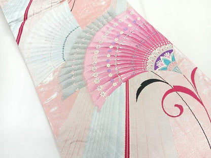 平和屋着物◎六通柄袋帯 唐織 舞花文 銀糸 正絹 逸品 CABG1474nb