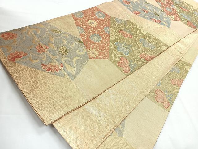 平和屋着物◎佐賀錦 六通柄袋帯 切嵌花唐草文 金糸 正絹 逸品 CABG1482nb