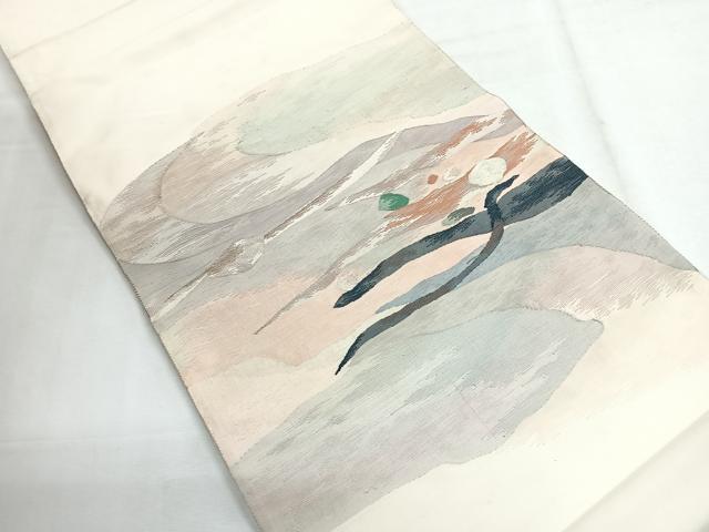 平和屋着物◎太鼓柄袋帯 すくい織 霞文 正絹 逸品 CABG1488nb