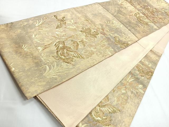 平和屋着物◎六通柄袋帯 花鳥文 金糸 引箔 正絹 逸品 CABG1489nb