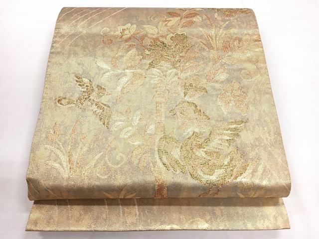 平和屋着物◎六通柄袋帯 花鳥文 金糸 引箔 正絹 逸品 CABG1489nb
