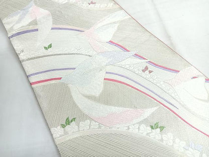 平和屋着物◎六通柄袋帯 唐織 九百錦 飛鳥文 プリズム箔 正絹 逸品 CABG1493nb
