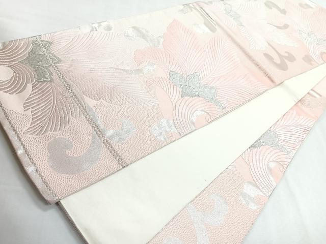 平和屋着物◎六通柄袋帯 唐織 花唐草文 銀糸 正絹 逸品 CABG1495nb
