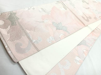 平和屋着物◎六通柄袋帯 唐織 花唐草文 銀糸 正絹 逸品 CABG1495nb