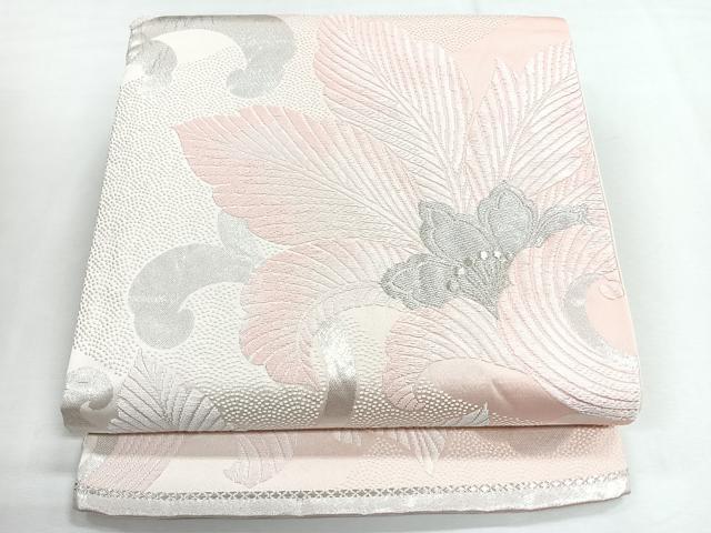 平和屋着物◎六通柄袋帯 唐織 花唐草文 銀糸 正絹 逸品 CABG1495nb