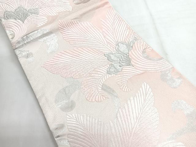 平和屋着物◎六通柄袋帯 唐織 花唐草文 銀糸 正絹 逸品 CABG1495nb