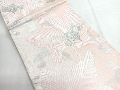 平和屋着物◎六通柄袋帯 唐織 花唐草文 銀糸 正絹 逸品 CABG1495nb
