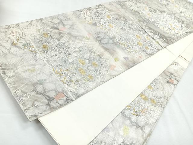 平和屋着物◎六通柄袋帯　菊　金銀糸　正絹　逸品　CABG1505nb