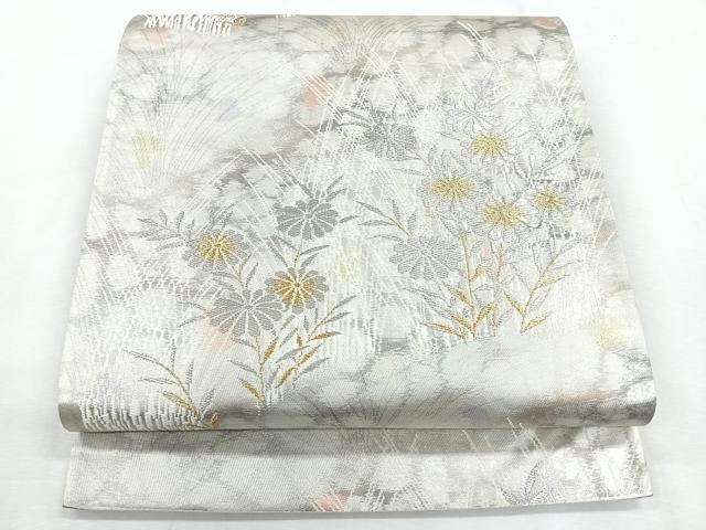 平和屋着物◎六通柄袋帯　菊　金銀糸　正絹　逸品　CABG1505nb