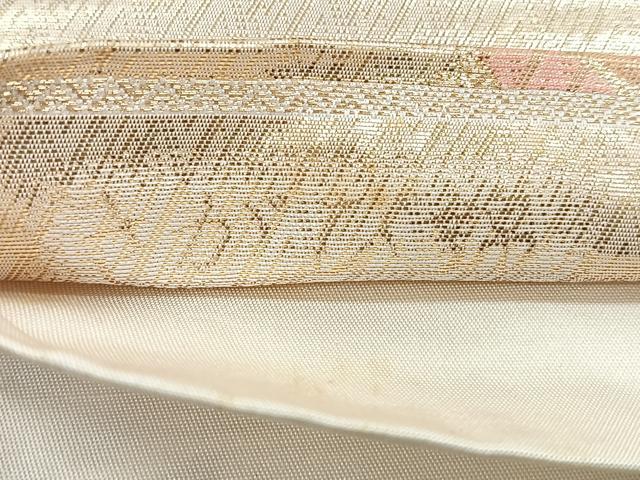 平和屋着物◎六通柄袋帯　さがび錦　裂取鶴桐華文　金糸　正絹　逸品　CABG1510nb