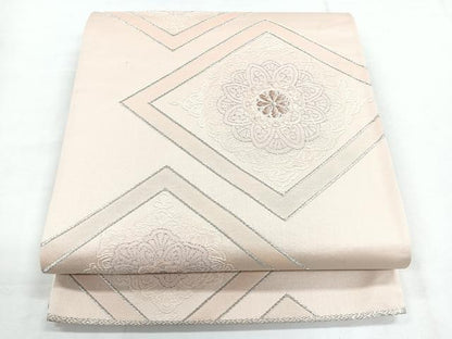 平和屋着物◎六通柄袋帯　菱花文　銀糸　正絹　逸品　CABG1512nb