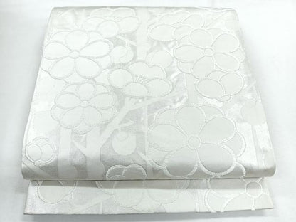 平和屋着物◎六通柄袋帯　舞花文　銀糸　正絹　逸品　CABG1520nb