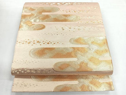 平和屋着物◎六通柄袋帯　エ霞文　金糸　正絹　逸品　CABG1524nb