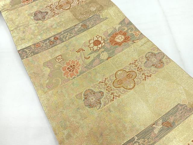平和屋着物◎佐賀錦　六通柄袋帯　唐華段異文　金糸　正絹　逸品　CABG1525nb